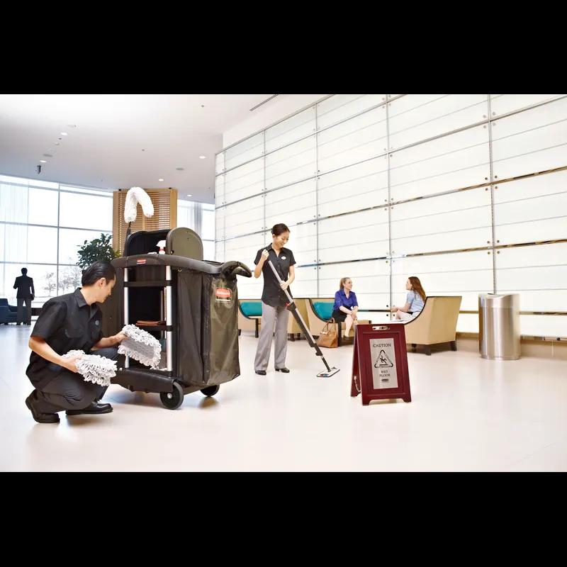 Caution Sign Dark Brown Silver Wood Stainless Steel Multilingual 2-Sided 1/Each