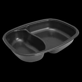 Take-Out Tray 8.50X6.50X1.50 IN 2 Compartment Black Oval Dual Ovenable Freezer Safe 2000/Case