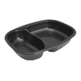 Take-Out Tray 8.50X6.50X1.50 IN 2 Compartment Black Oval Dual Ovenable Freezer Safe 2000/Case