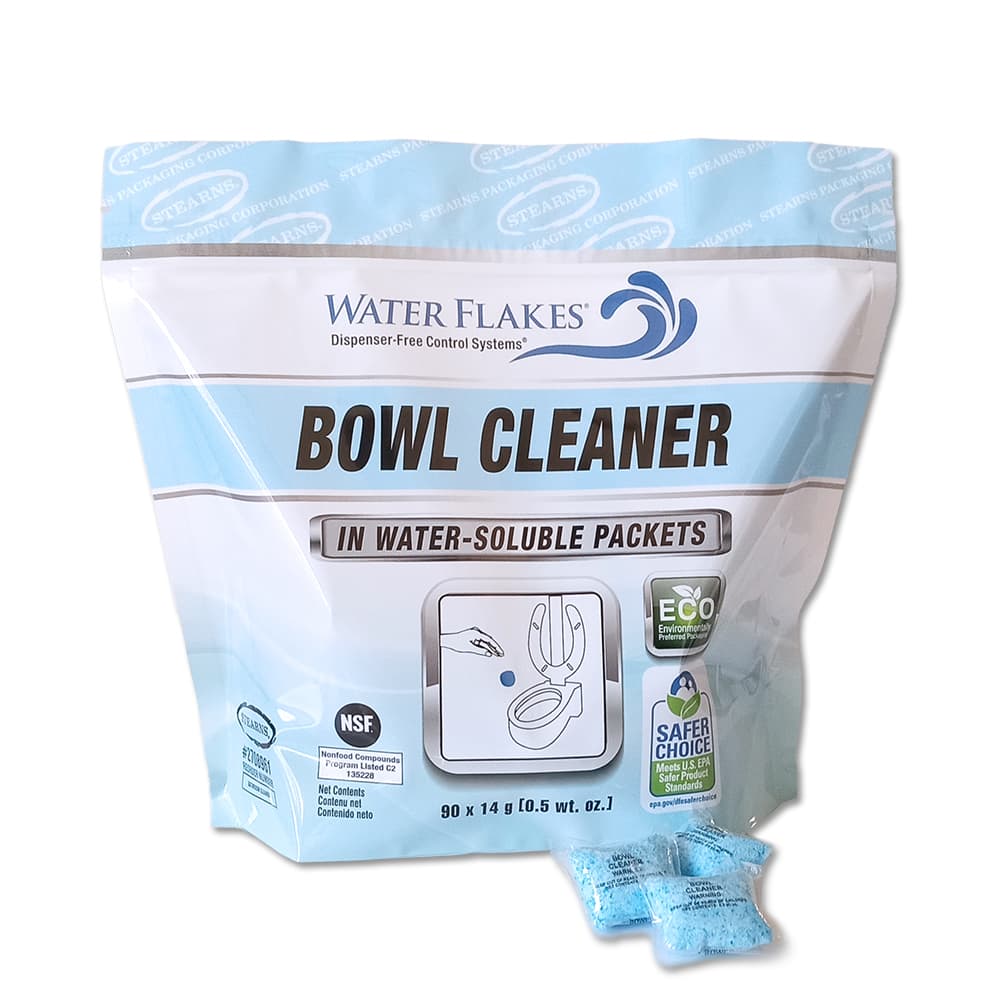 Water Flakes® Toilet Bowl Cleaner 0.5 OZ Water-Soluble Packet 90 Count/Pack 4 Packs/Case 400 Count/Case
