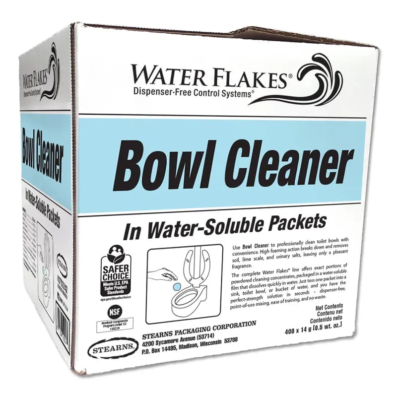 Water Flakes® Toilet Bowl Cleaner 0.5 OZ Water-Soluble Packet 90 Count/Pack 4 Packs/Case 400 Count/Case