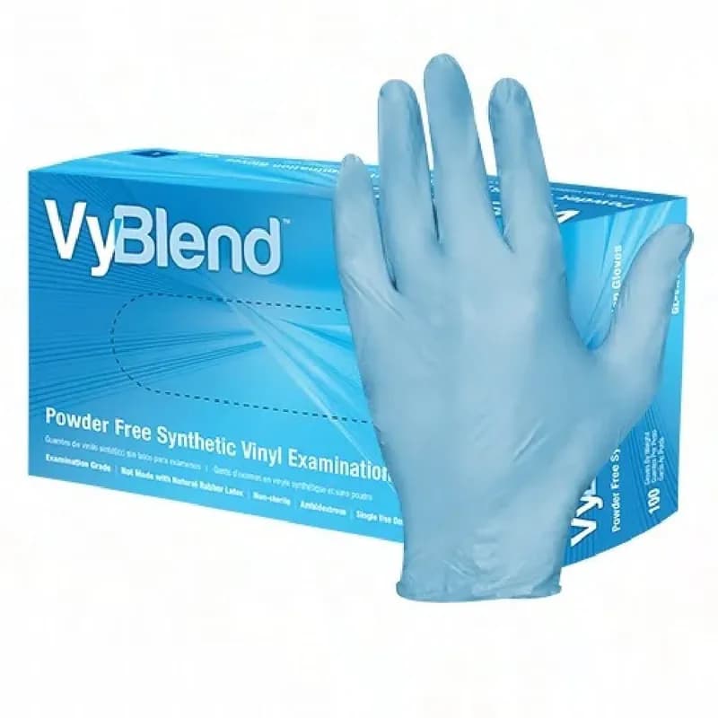 Safety Zone® Examination Gloves Small (SM) Blue 3MIL Synthetic Vinyl Powder-Free Beaded Cuff 100 Count/Box 10 Box/Case