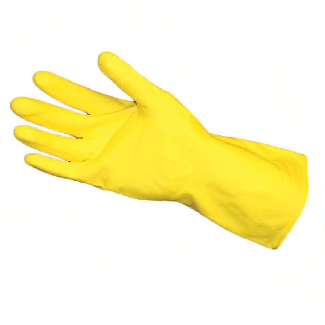 Pro-Guard® Gloves Size 7/8 Small (SM) 12 IN Yellow 20MIL Hvy Latex Flock Lined Embossed Grip FDA Compliant 12 Pairs/Case