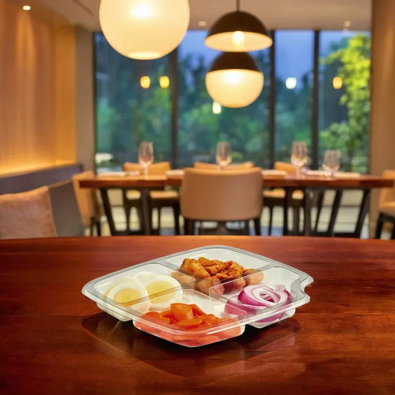 Salad Bowl Insert Medium (MED) 4 Compartment Clear Tamper-Evident 408/Case