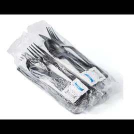 Victoria Bay 6PC Cutlery Kit PP Black Heavyweight With Napkin,Fork,Knife,Teaspoon,Salt & Pepper 250/Case