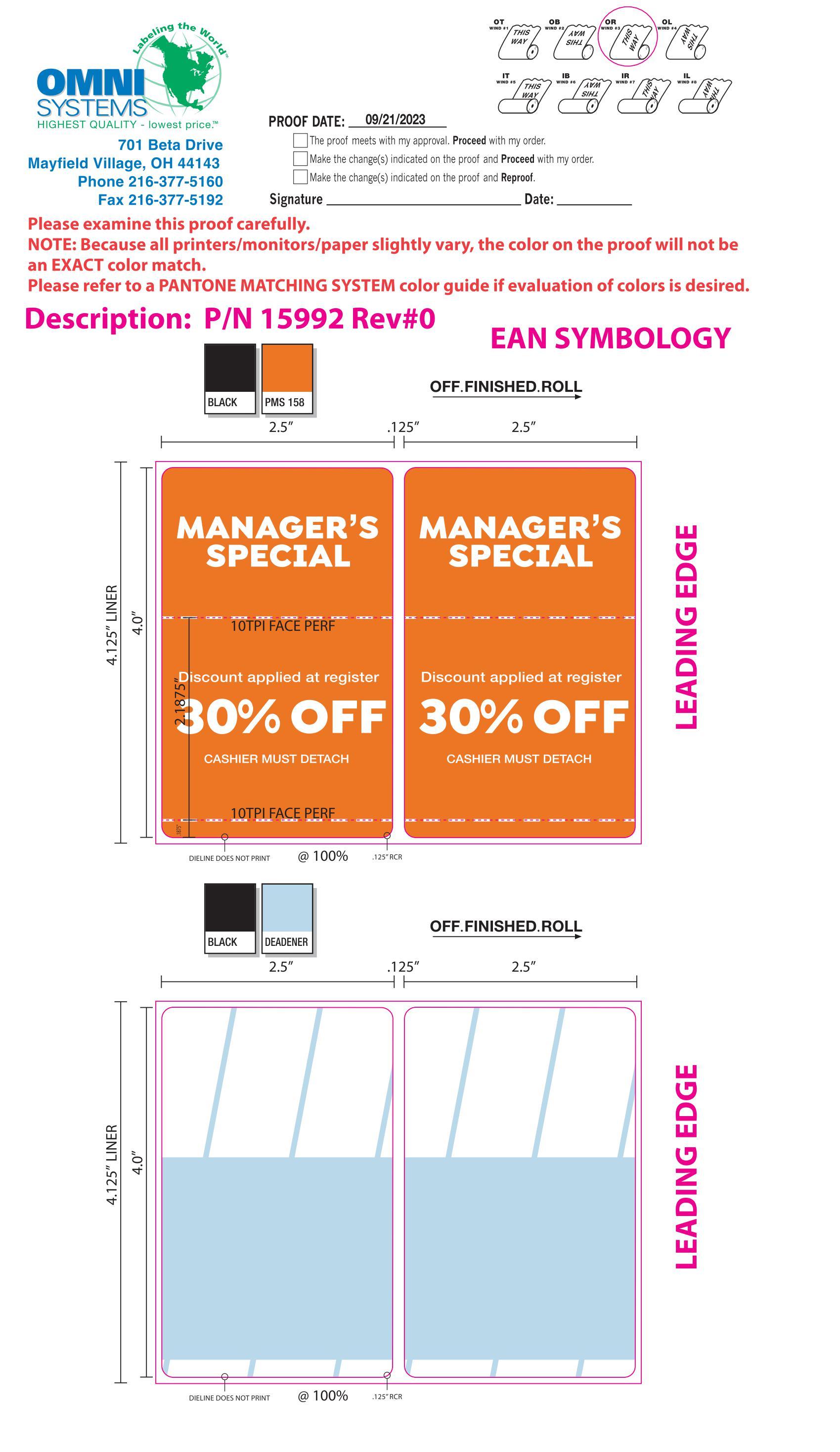 30% Off Label 1000 Count/Roll 4 Rolls/Case