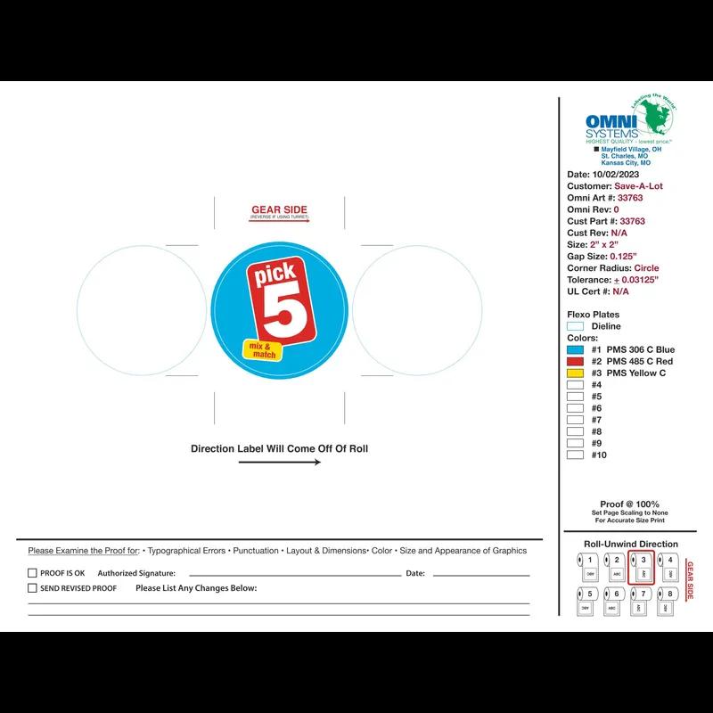 Pick 5 Mix & Match Label 500 Count/Roll 4 Rolls/Case