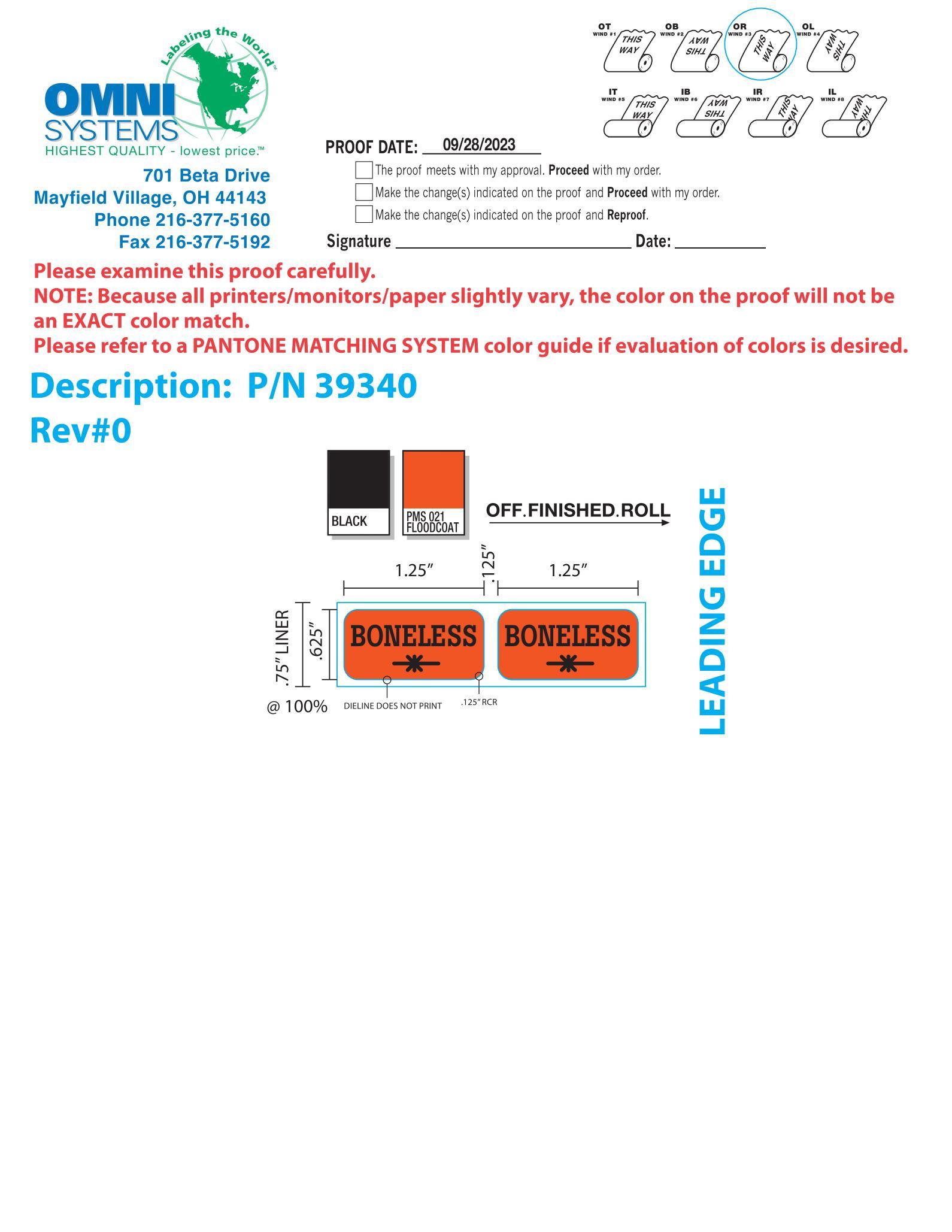 Boneless Label 1000 Count/Roll 4 Rolls/Case