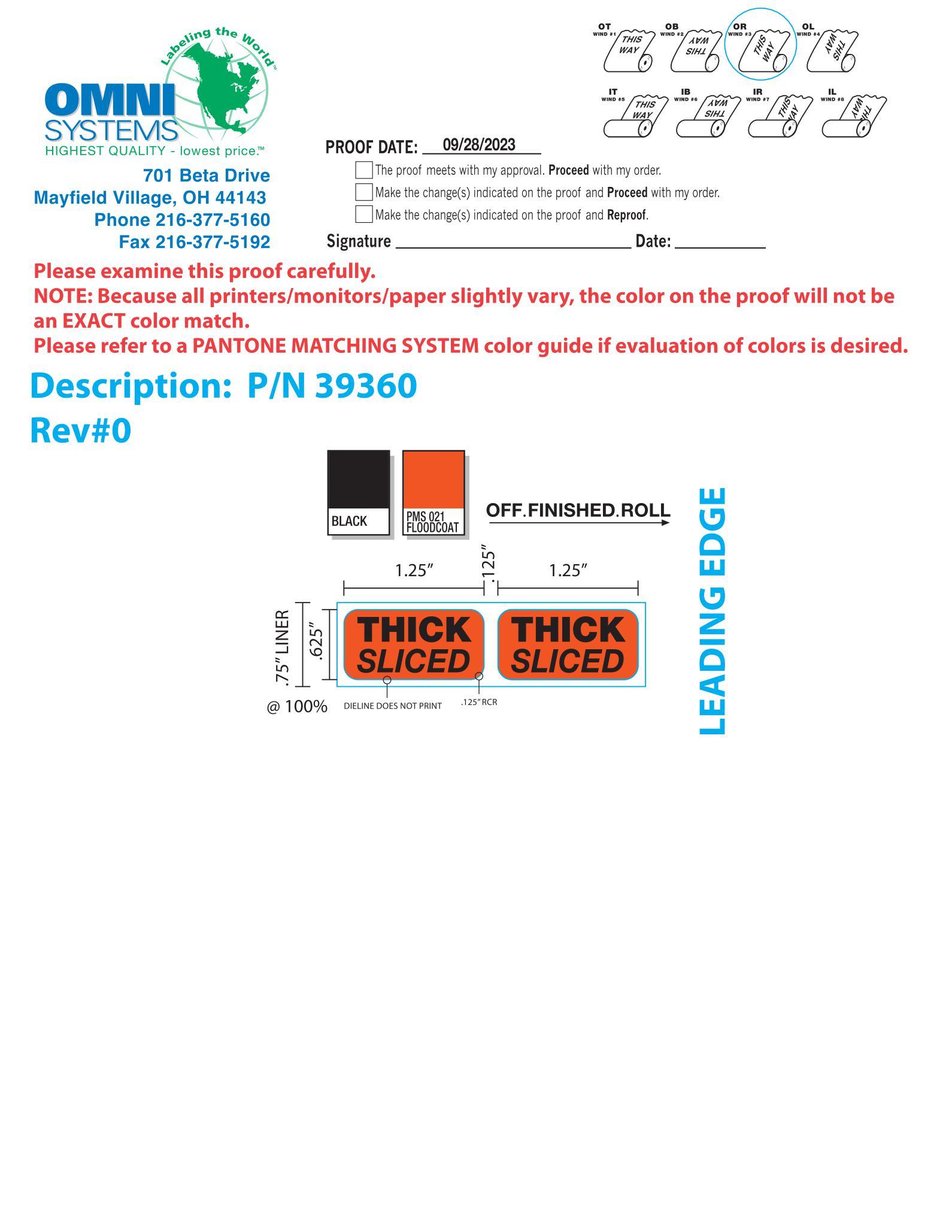 Thick Sliced Label 1000 Count/Roll 4 Rolls/Case