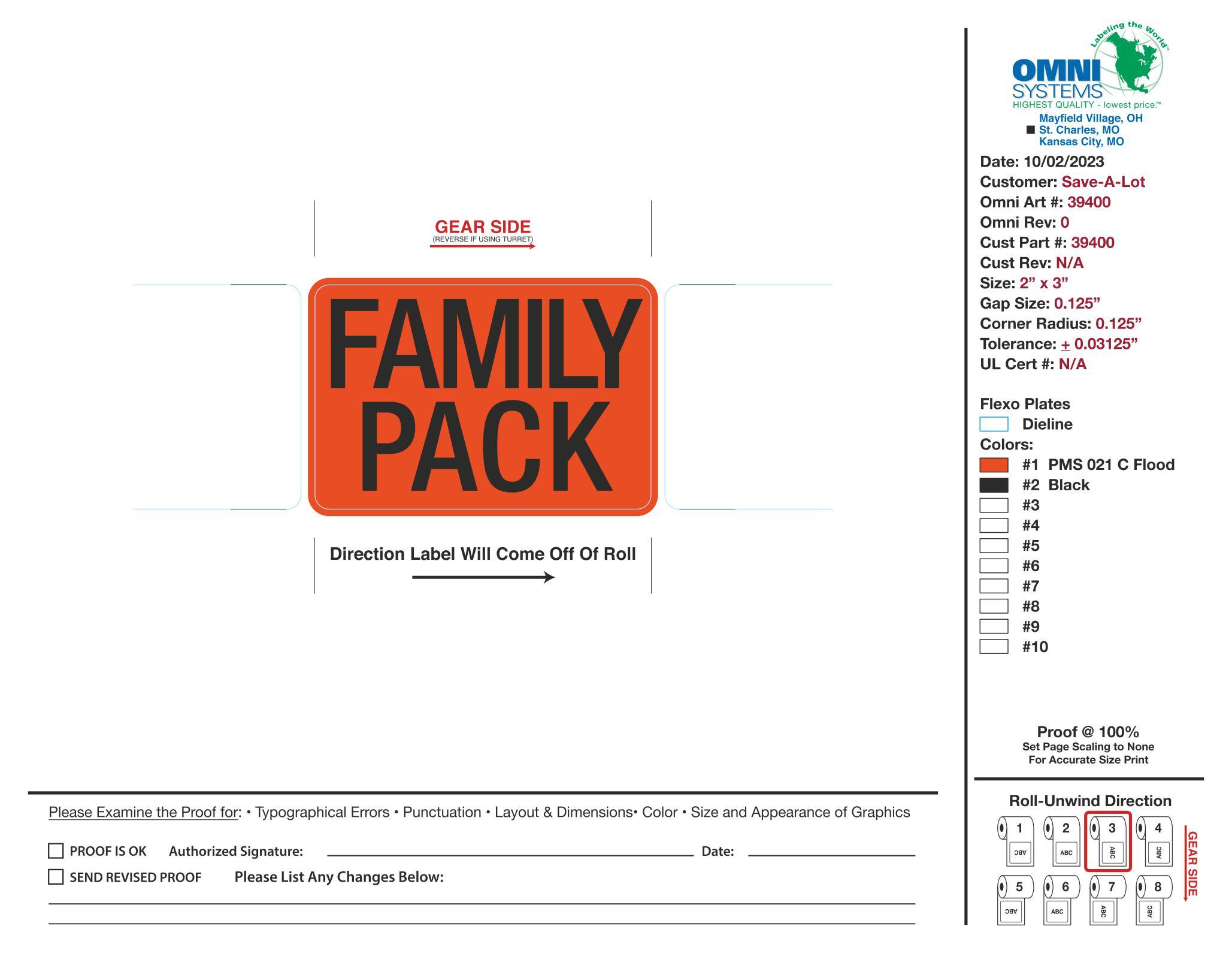 Family Pack Large Label 1000 Count/Roll 4 Rolls/Case