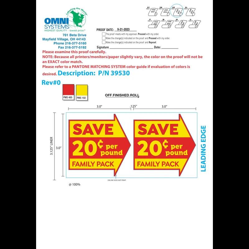 20 Cents Off Family Pack Label 250 Count/Roll 4 Rolls/Case