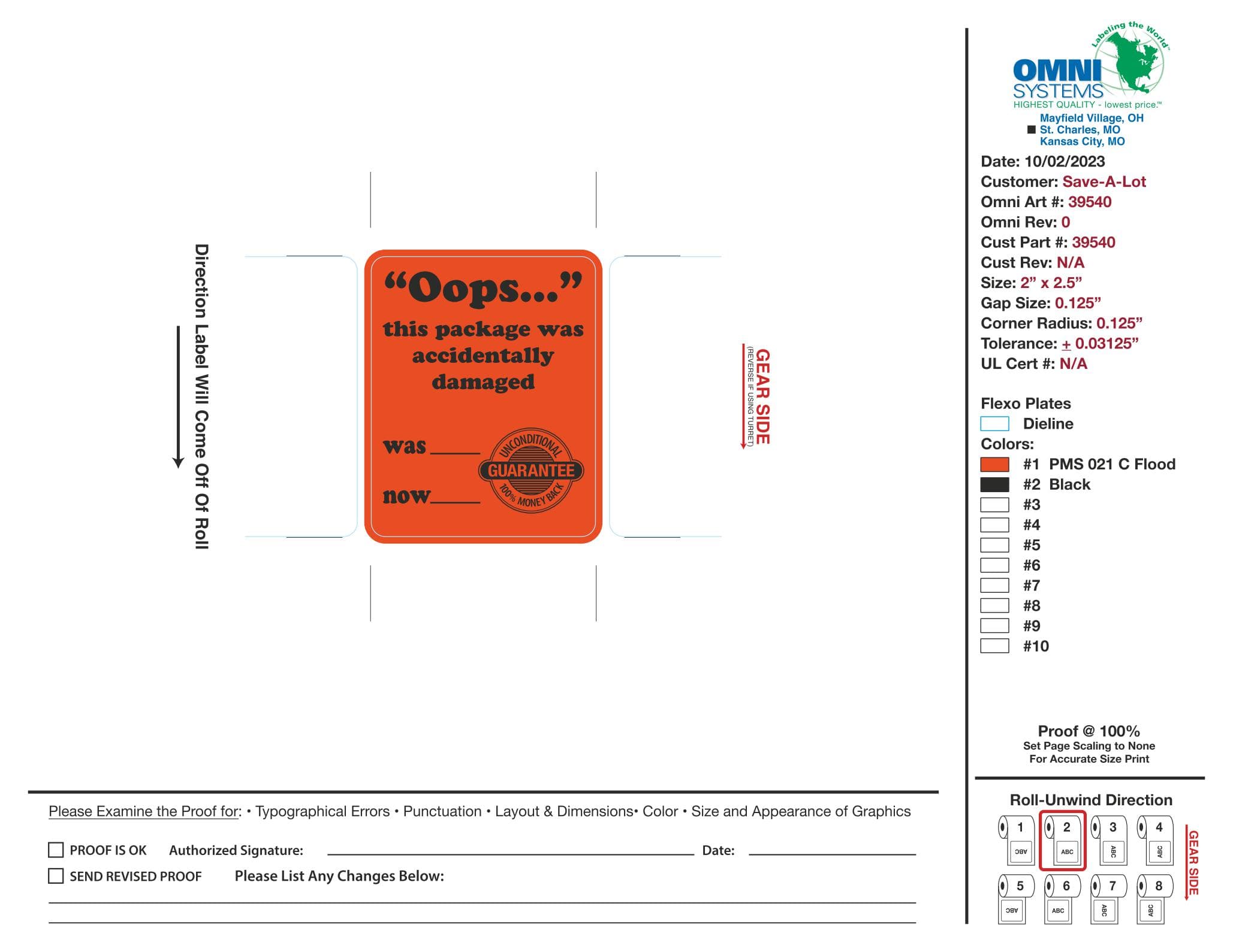 "00Ps" Damaged Product Label 500 Count/Roll 4 Rolls/Case