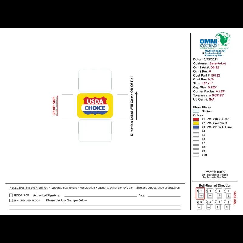USDA Choice Label 500 Count/Roll 4 Rolls/Case
