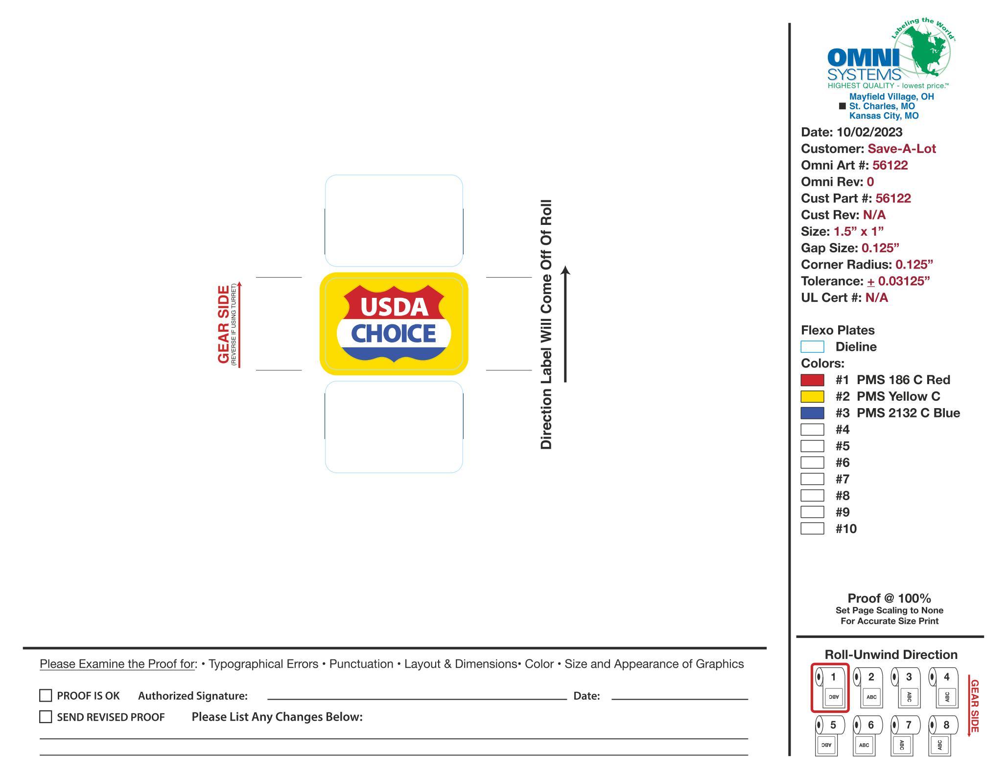 USDA Choice Label 500 Count/Roll 4 Rolls/Case