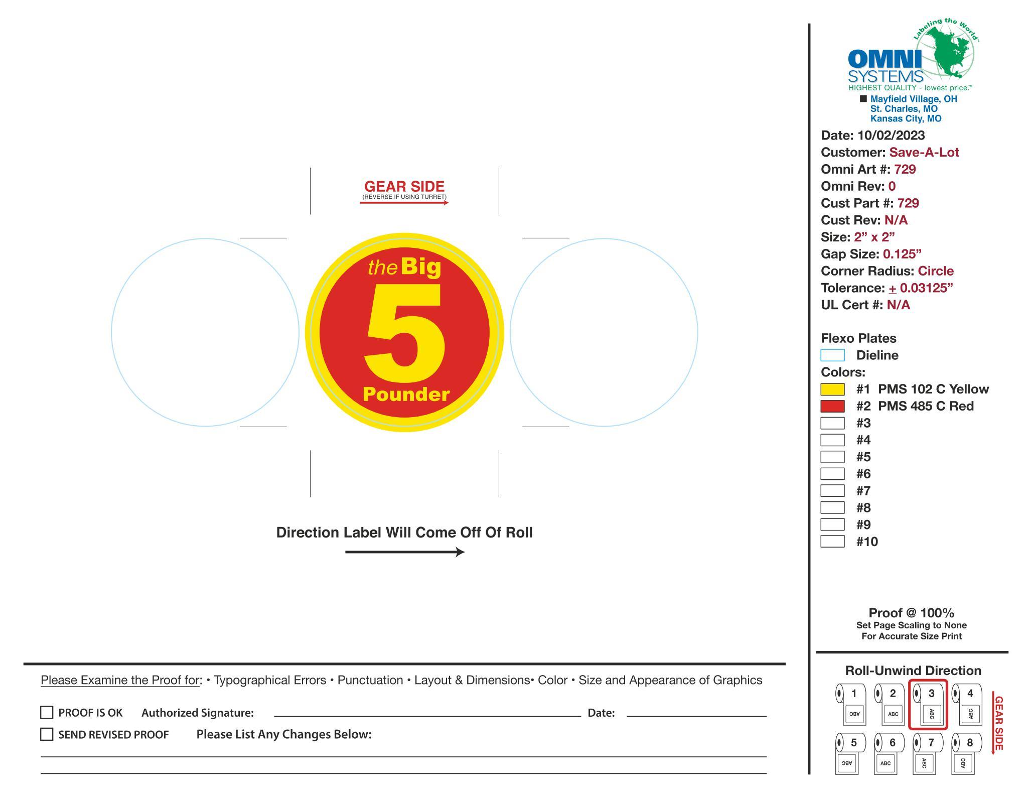 Big 5 Pounder Label 500 Count/Roll 4 Rolls/Case