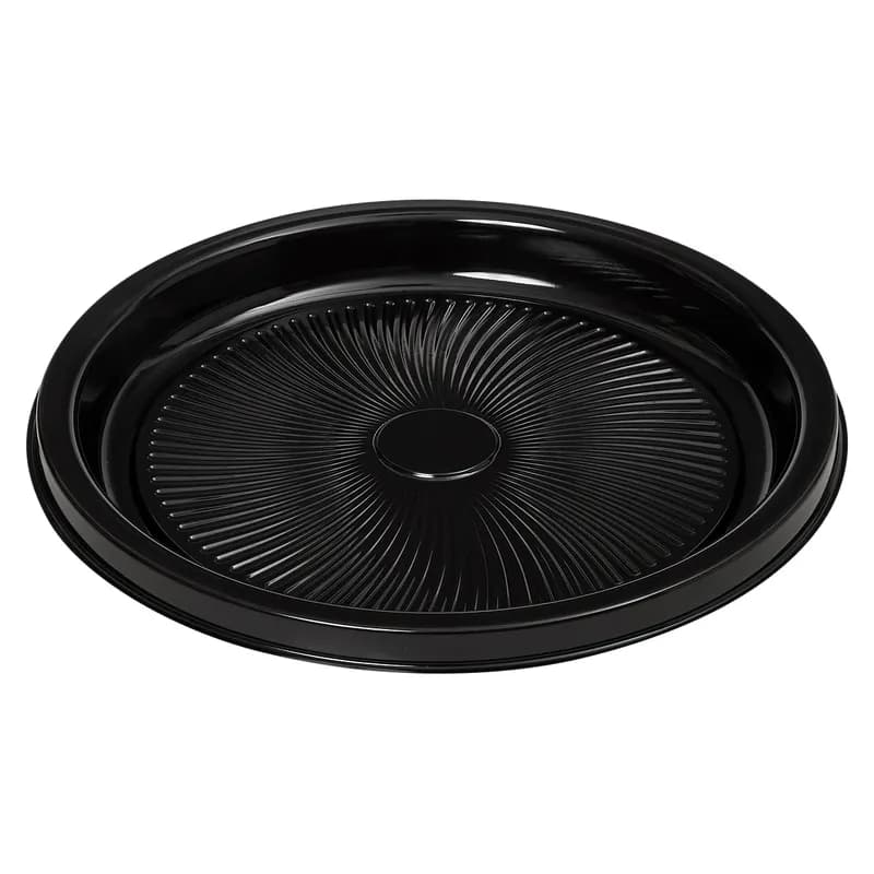 Victoria Bay Catering Tray Base & Lid Combo With High Dome Lid 12 IN PET Black Clear Round 25/Case
