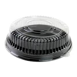 Victoria Bay Catering Tray Base & Lid Combo With Low Dome Lid 12 IN PET Black Clear Round 25/Case