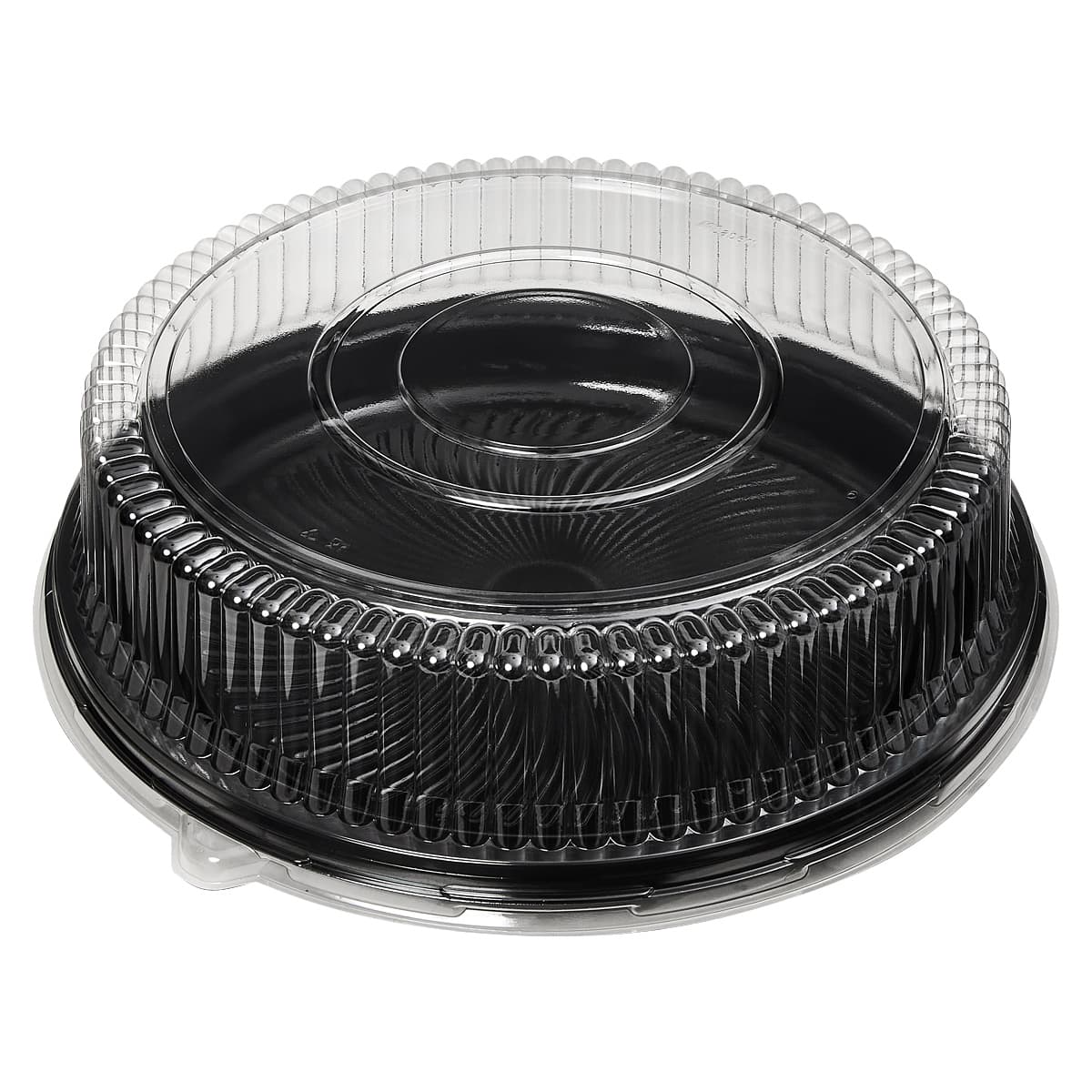 Victoria Bay Catering Tray Base With High Dome Lid 16 IN PET Black Clear Round 25/Case