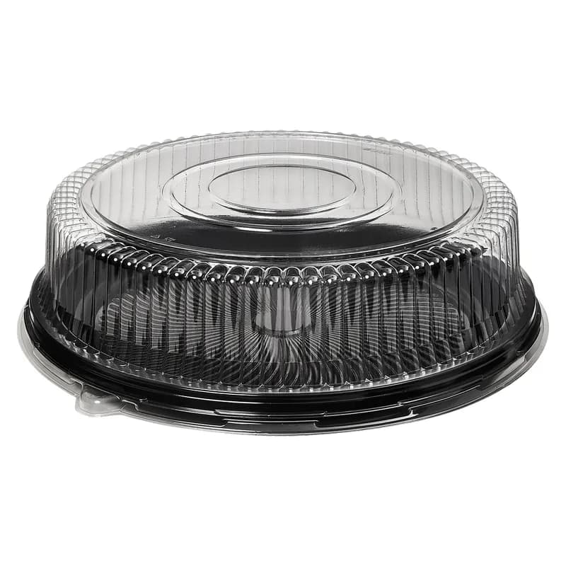 Victoria Bay Catering Tray Base With High Dome Lid 16 IN PET Black Clear Round 25/Case