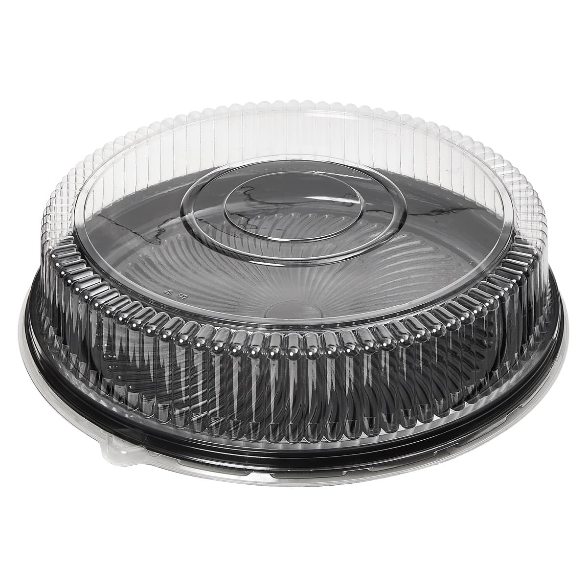 Victoria Bay Catering Tray Base & Lid Combo With High Dome Lid PET Black Clear Round 25/Case
