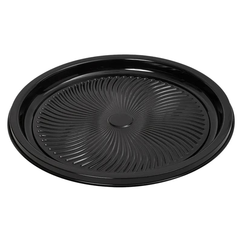 Victoria Bay Catering Tray Base & Lid Combo With High Dome Lid PET Black Clear Round 25/Case