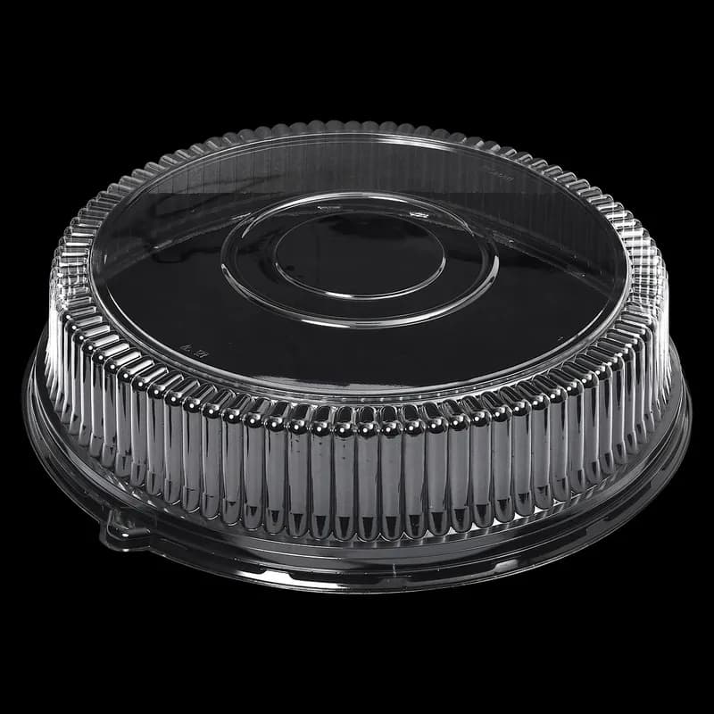 Victoria Bay Catering Tray Base & Lid Combo With High Dome Lid PET Black Clear Round 25/Case
