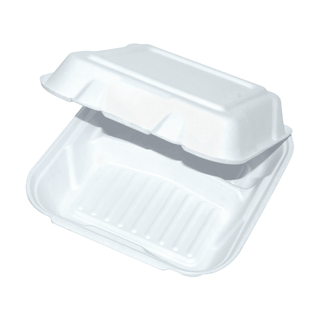 Harvest Take-Out Container Hinged 9X9X3 IN 3 Compartment Pulp Fiber White Square 200/Case