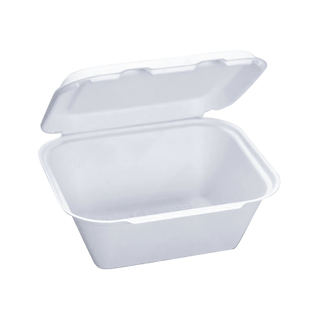Utility Take-Out Container Hinged Large (LG) 9X7.8X3.9 IN Pulp Fiber White Rectangle 200/Case