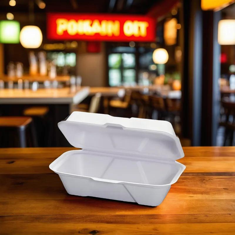 Hoagie & Sub Take-Out Container Hinged 9.1X5X3 IN Pulp Fiber White 250/Case
