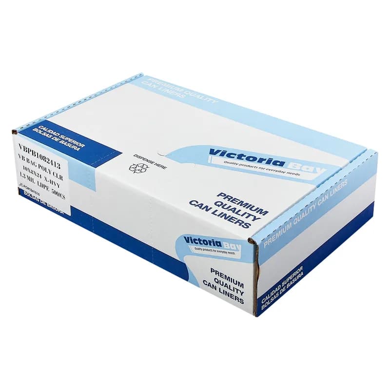 Victoria Bay Poly Bag 10X8X24 IN Clear LDPE 1.3MIL Extra Heavy 500/Case