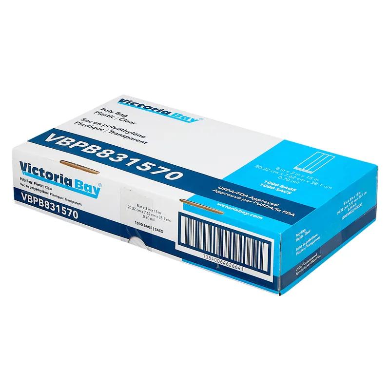 Victoria Bay Poly Bag 8X3X15 IN Clear LDPE 0.7MIL 1000/Case