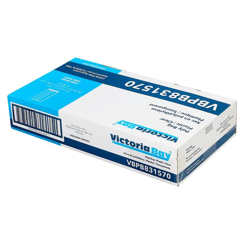 Victoria Bay Poly Bag 8X3X15 IN Clear LDPE 0.7MIL 1000/Case