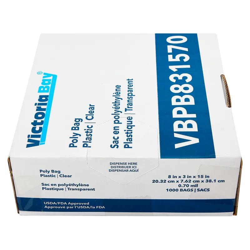 Victoria Bay Poly Bag 8X3X15 IN Clear LDPE 0.7MIL 1000/Case