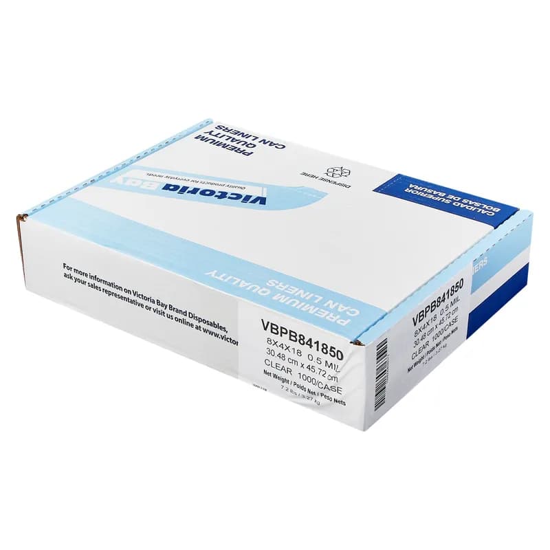 Victoria Bay Poly Bag 8X4X18 IN Clear LDPE 0.5MIL 1000/Case