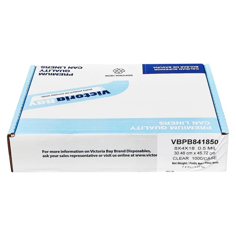 Victoria Bay Poly Bag 8X4X18 IN Clear LDPE 0.5MIL 1000/Case