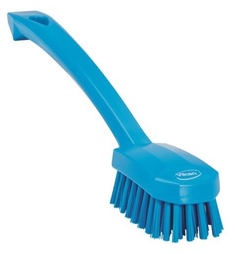 Vikan® Utility Brush 10.2X1.6X2.8 IN Polyester Polypropylene (PP) Stainless Steel Blue Medium Stiff Bristles 1/Each