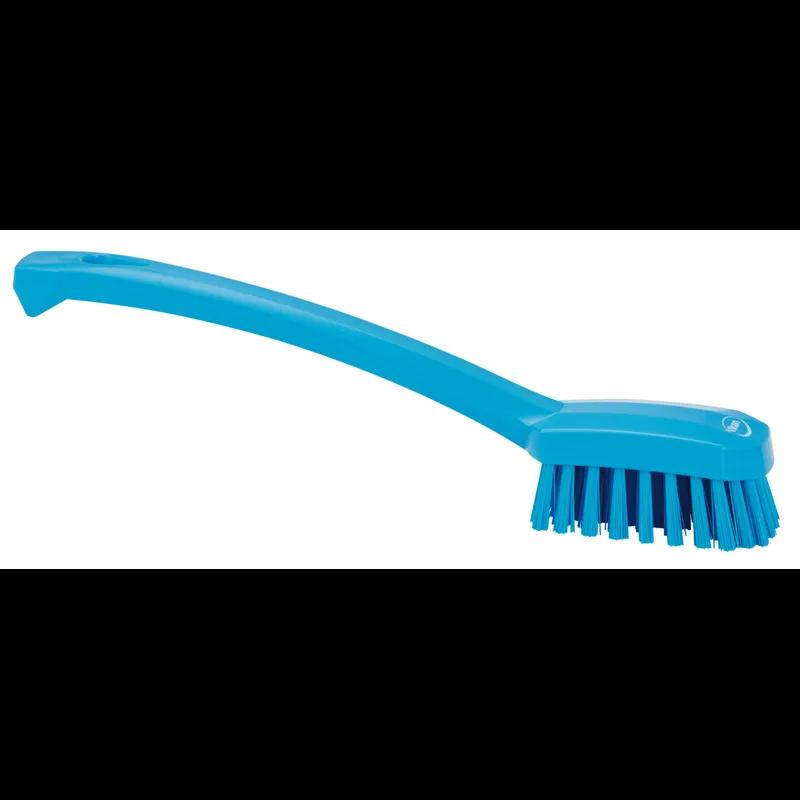 Vikan® Utility Brush 10.2X1.6X2.8 IN Polyester Polypropylene (PP) Stainless Steel Blue Medium Stiff Bristles 1/Each