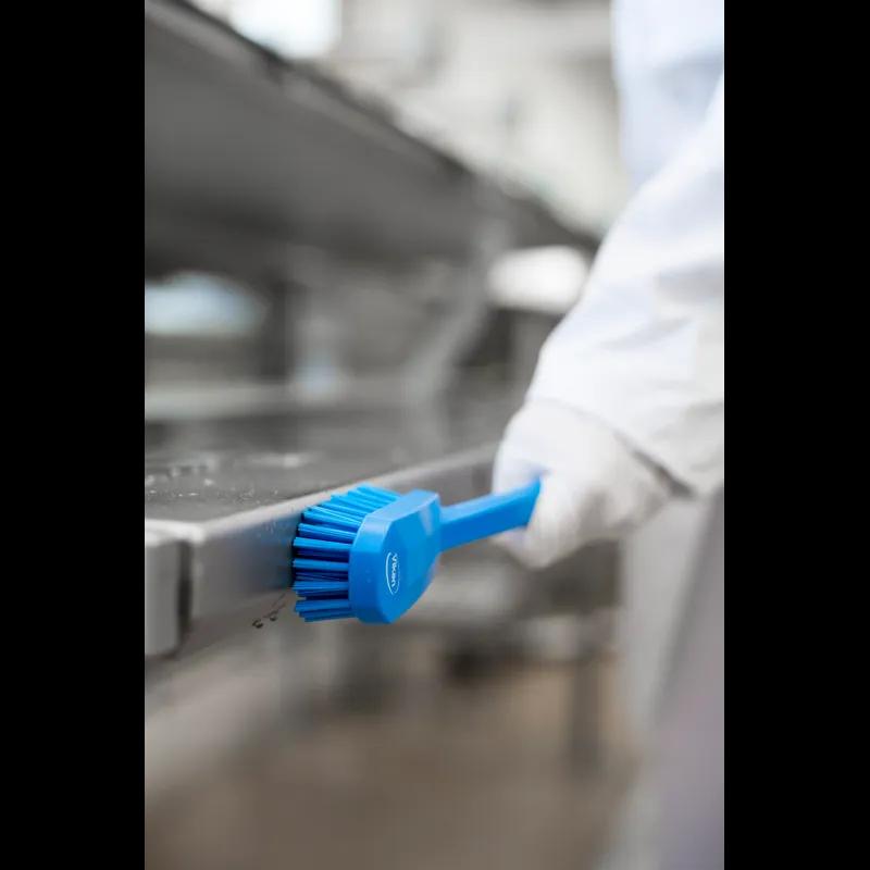 Vikan® Utility Brush 10.2X1.6X2.8 IN Polyester Polypropylene (PP) Stainless Steel Blue Medium Stiff Bristles 1/Each