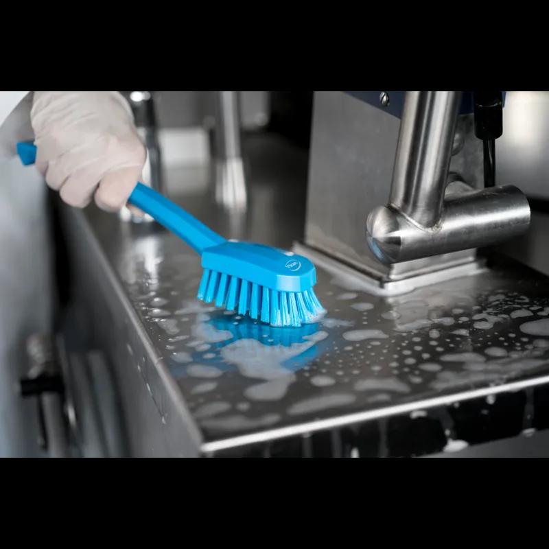 Vikan® Utility Brush 10.2X1.6X2.8 IN Polyester Polypropylene (PP) Stainless Steel Blue Medium Stiff Bristles 1/Each