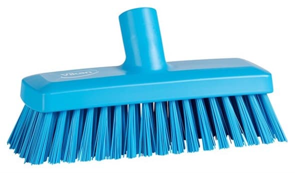 Vikan® Wall Deck Scrub Brush 8.9X3X4.5 IN Polyester PP Stainless Steel Blue Hard Stiff Bristles Compact 1/Each