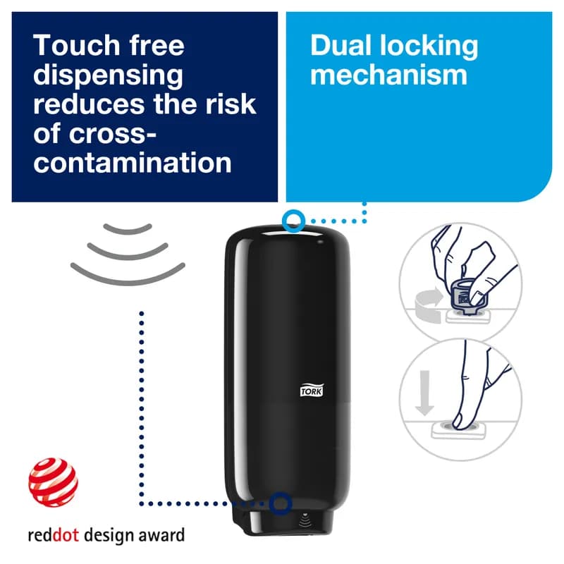 Tork S4 Soap Dispenser Foam 5.04X4.41X10.9 IN Black Plastic Automatic Elevation Range 1/Each