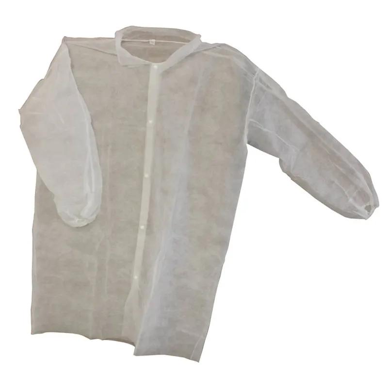 PolyLite® Lab Coat Large (LG) White PP No Pockets Elastic Wrists Snap Front 30/Case