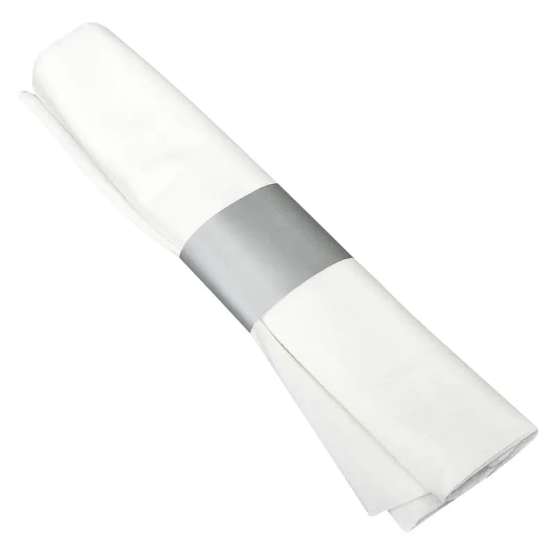 Victoria Bay 3PC Cutlery Kit PS Silver Heavy Pre-Rolled Banded With 15.5X16 Linen Feel Napkin,Fork,Knife 100/Case