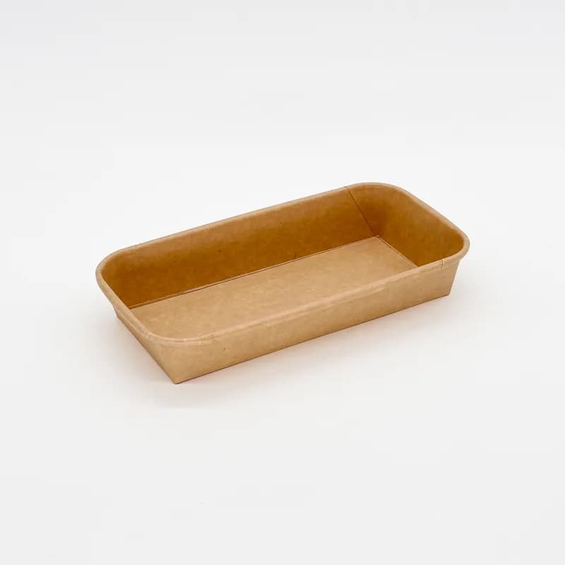 Food Tray Base & Lid Combo With Flat Lid 8.75X3.5X1 IN Kraft 200/Case