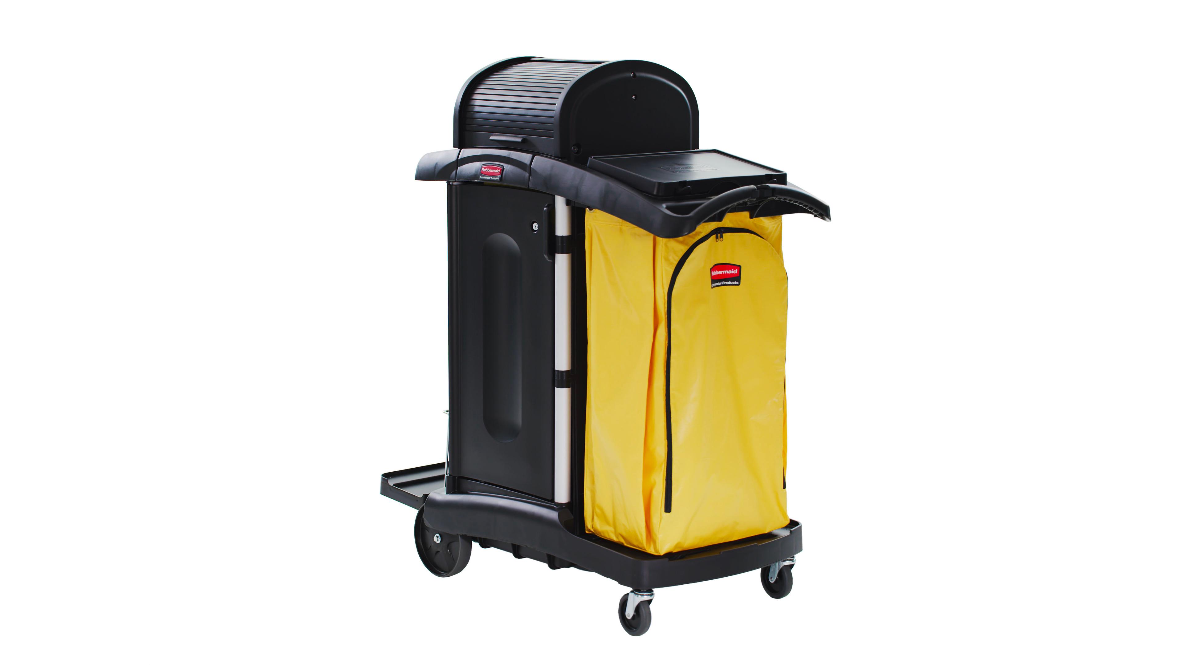 Janitorial Cleaning Cart Black Yellow High Security 1/Each