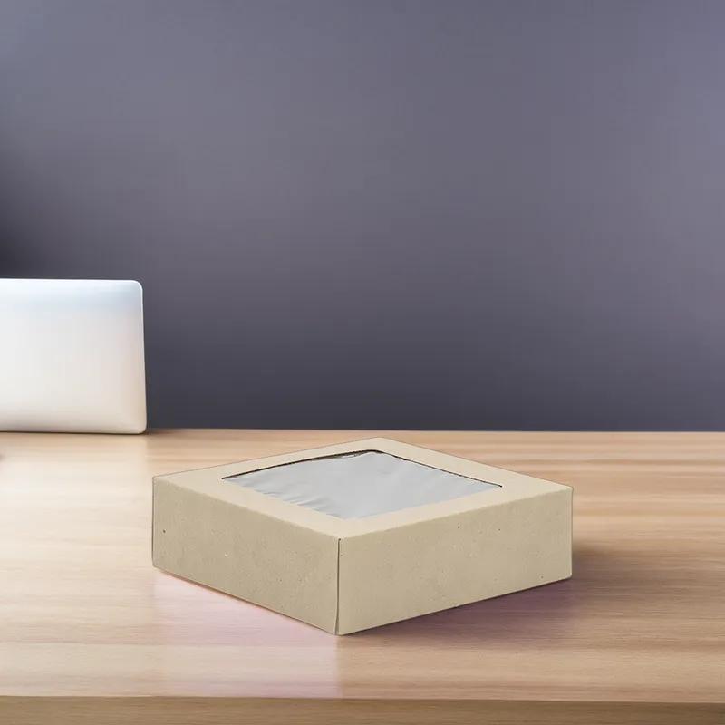 Cake Box 8X8X2.5 IN Kraft Square With Window 200/Case
