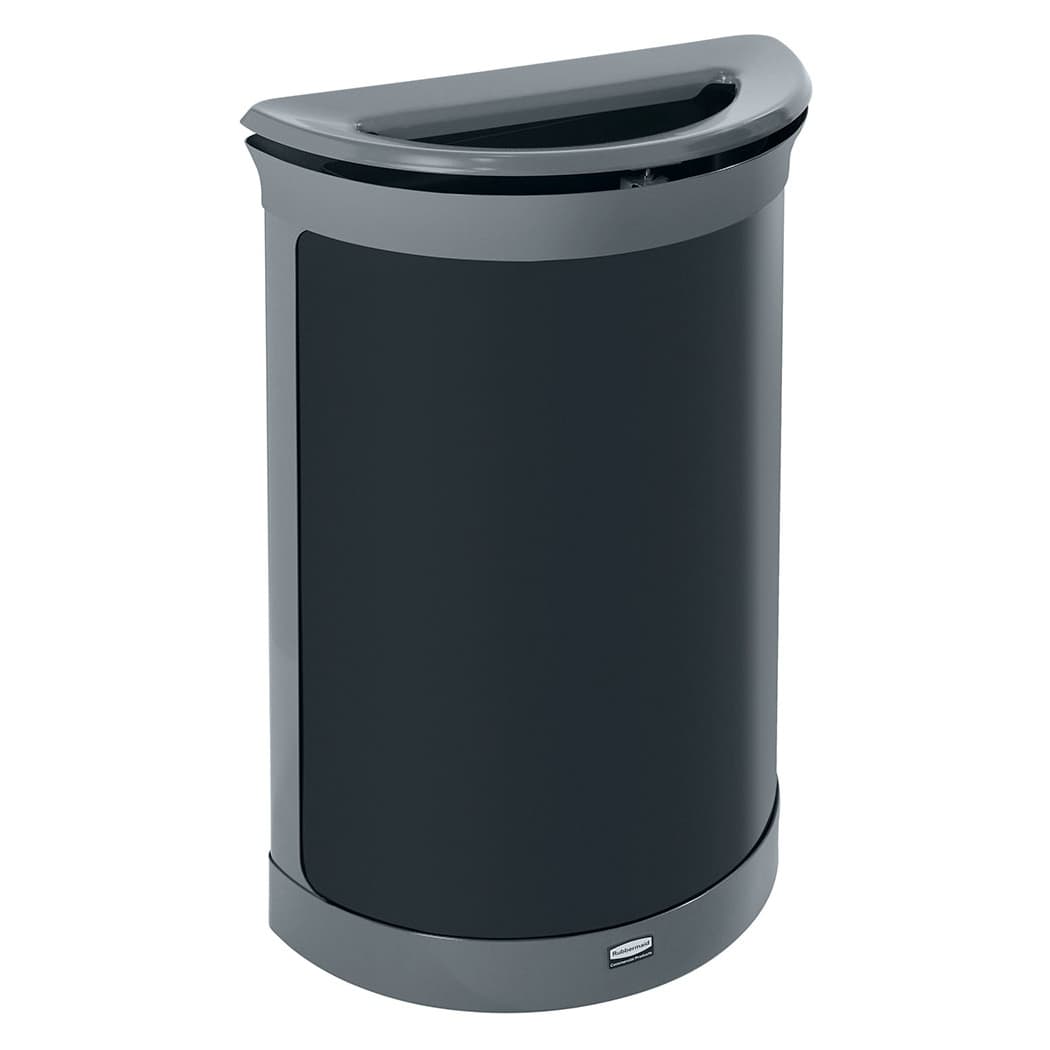 Enhance™ Waste 1-Stream Trash Can 21.9X11.14X30.92 IN Gray Half Round Metal With Hinged Lid 1/Each