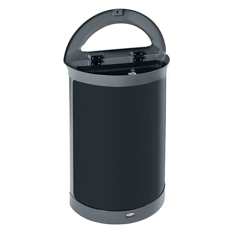 Enhance™ Waste 1-Stream Trash Can 21.9X11.14X30.92 IN Gray Half Round Metal With Hinged Lid 1/Each