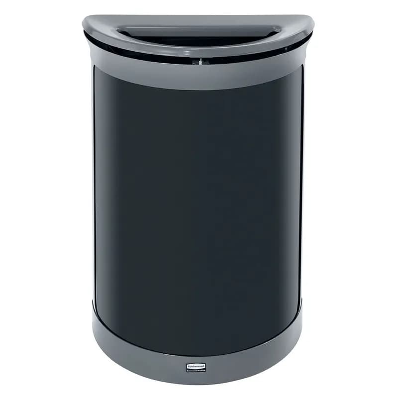 Enhance™ Waste 1-Stream Trash Can 21.9X11.14X30.92 IN Gray Half Round Metal With Hinged Lid 1/Each