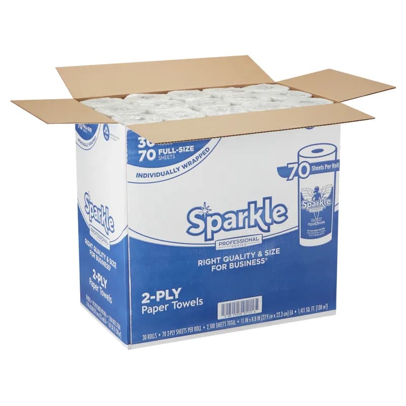 SPARKLE PROFESSIONAL SERIES® Household & Kitchen Roll Paper Towel 2PLY White Perforated 30 Rolls/Case